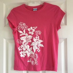 Roxy Pink Floral Little Girls Shirt-SZ M